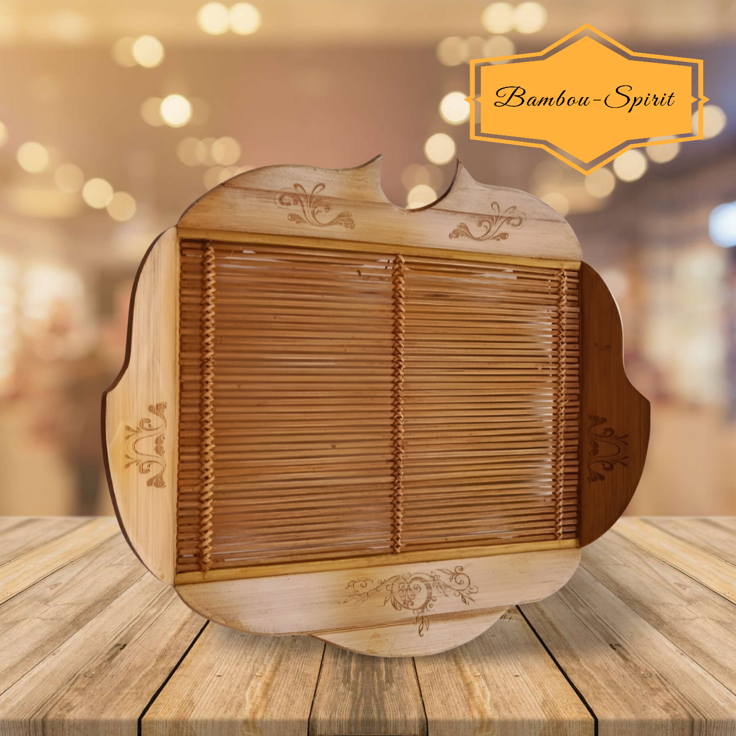 Esprit Nature – Plateau Bambou Signature-Fabriquée main au Vietnam
